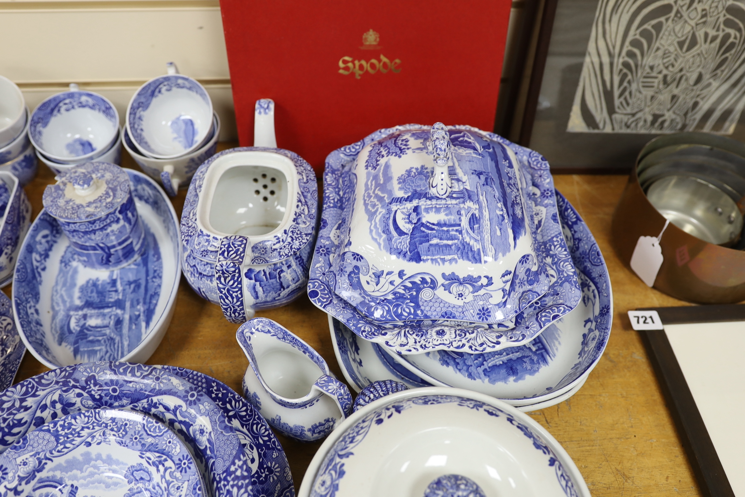 A Spode Italian blue and white part dinner and tea service